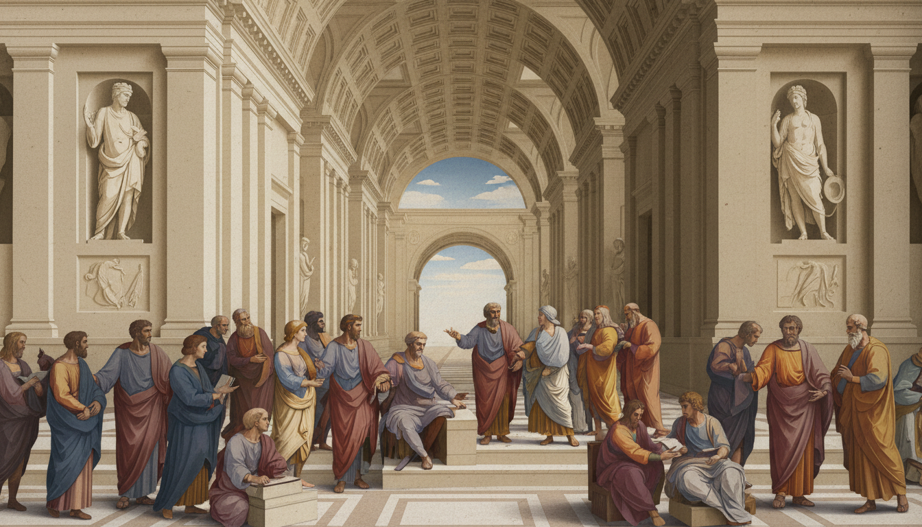 Raphael's The School of Athens fresco in the Stanza della Segnatura, Vatican